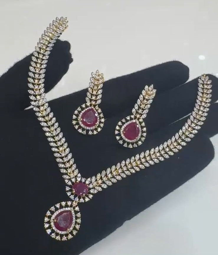 Faux Ruby Vine Necklace Combo Set