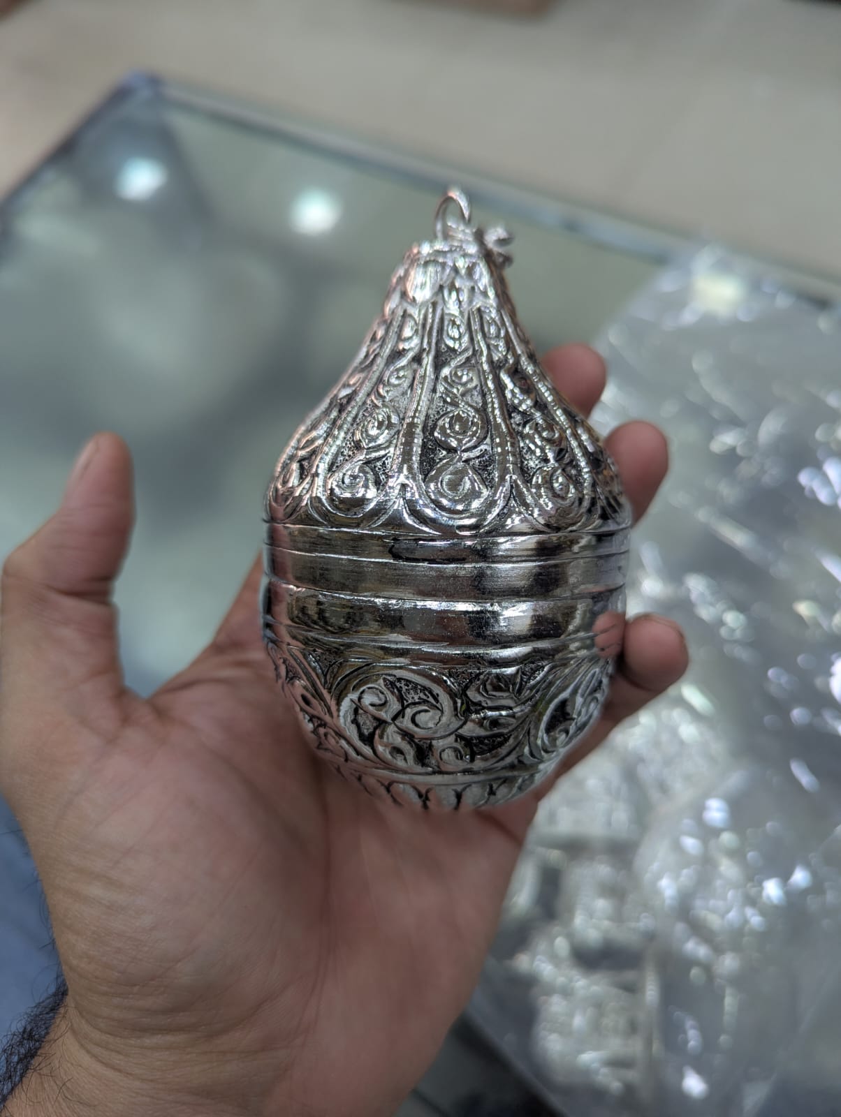 Traditional German Silver Shagun Nariyal (Coconut)