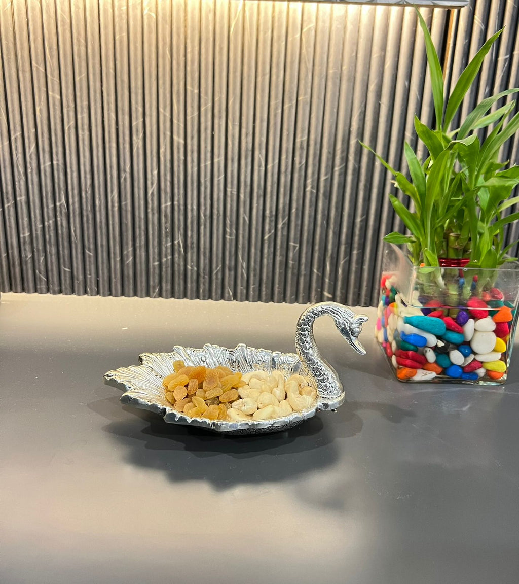 German Silver Swan Shaped Dry Fruit Bowl