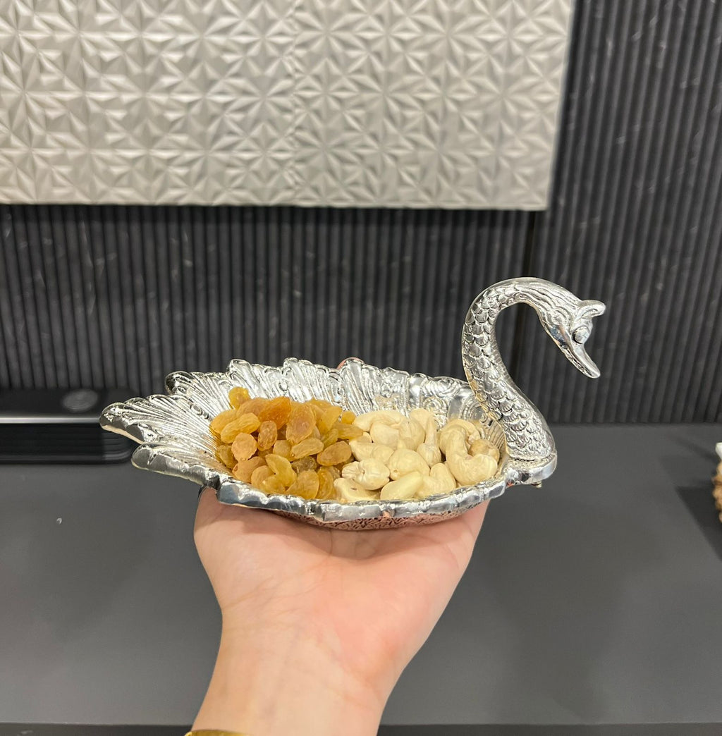 German Silver Swan Shaped Dry Fruit Bowl