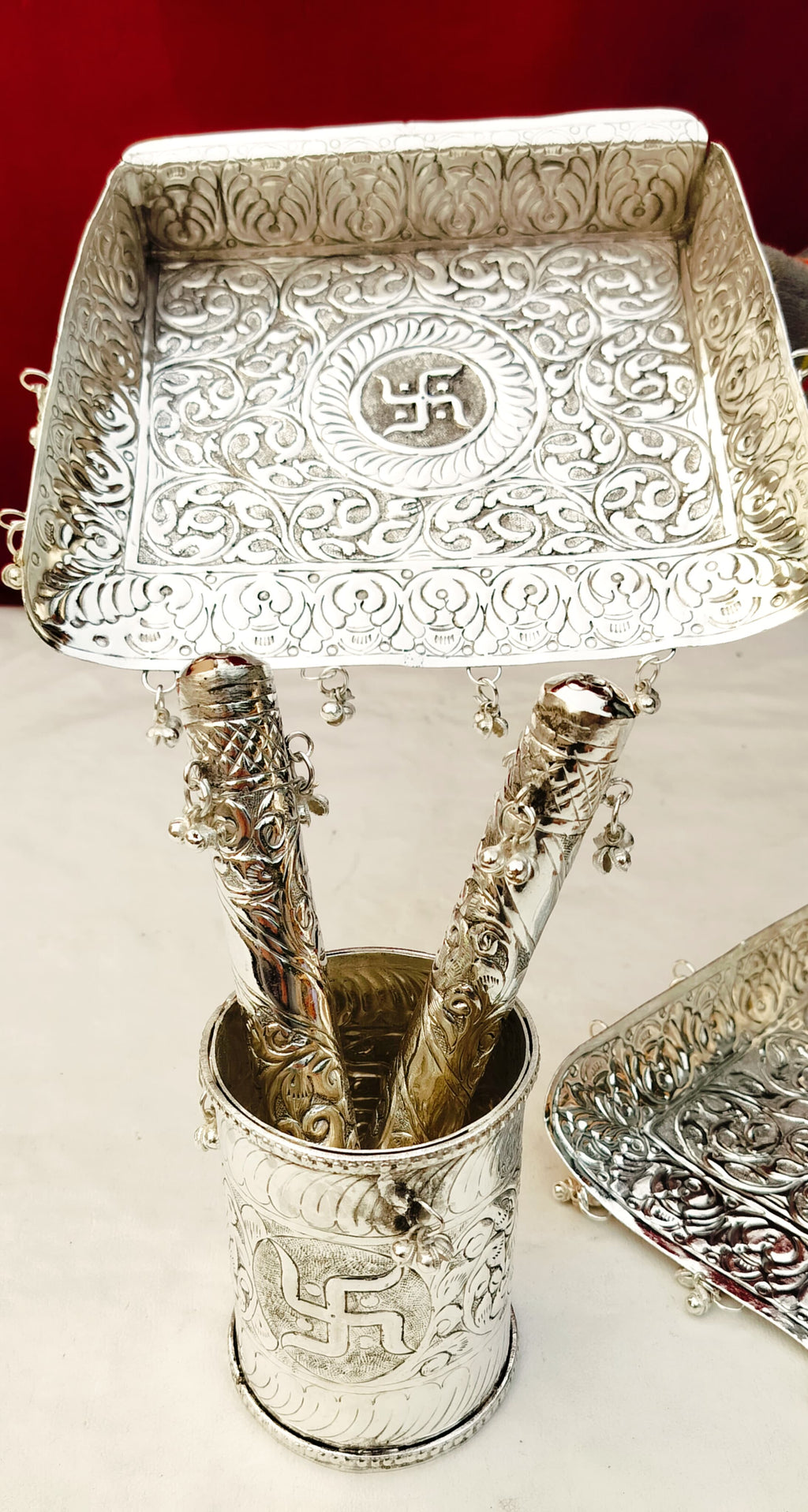 German Silver Wedding Essential Set: Okhli, Musal & Supadi (5 Piece)