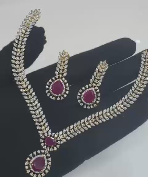 Faux Ruby Vine Necklace Combo Set